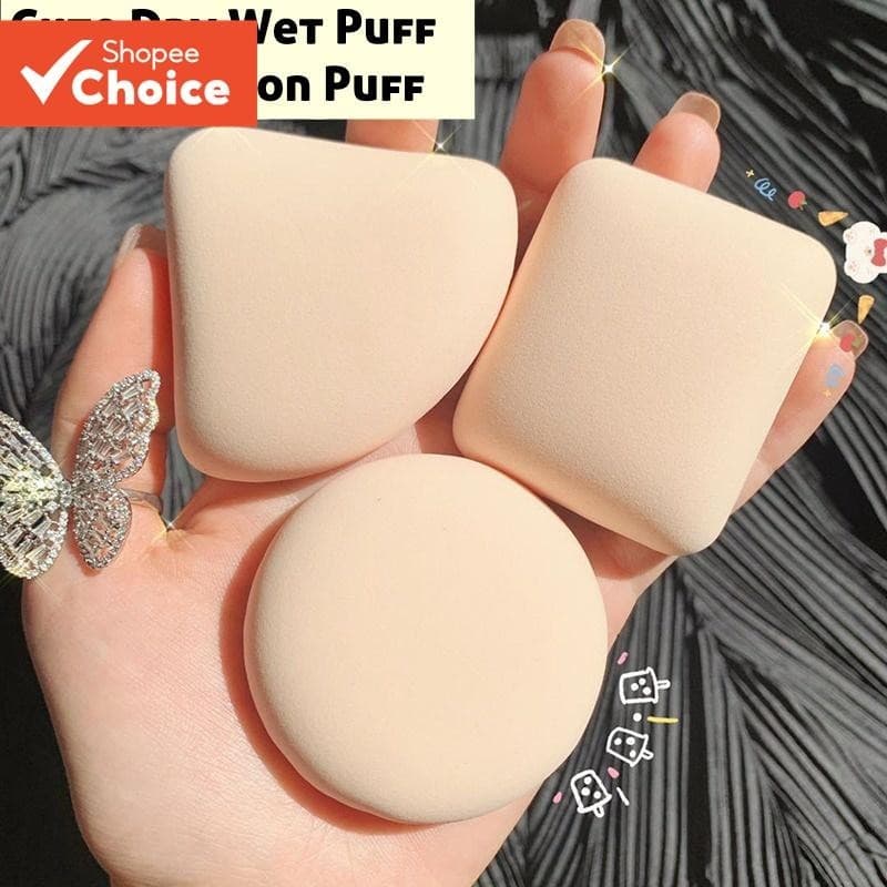 Maquiagem Cosmética De 3 Peças Seca Úmida Utilizável Puff Sponge Cushion Para Foundation Powder Soft E Cute