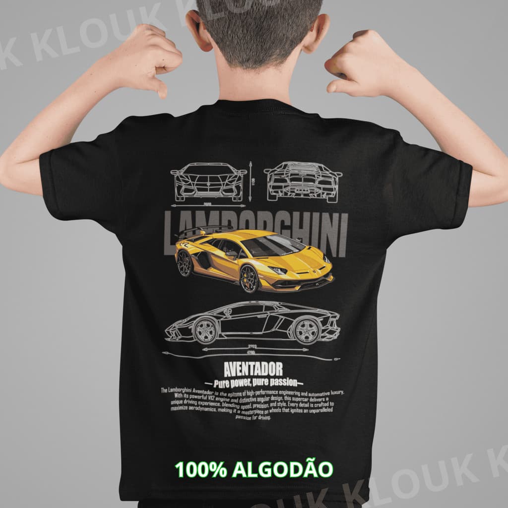 Camiseta Juvenil Infantil Adulto Lamborghini Aventador Video Game Carros unissex 100% Algodão