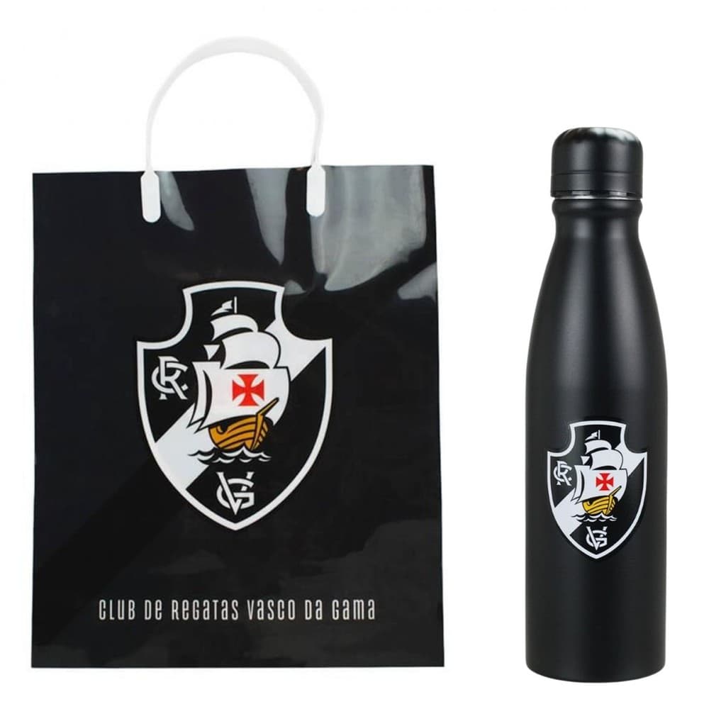 Kit Presente Vasco Da Gama Garrafa Alumínio 600ml Sacola