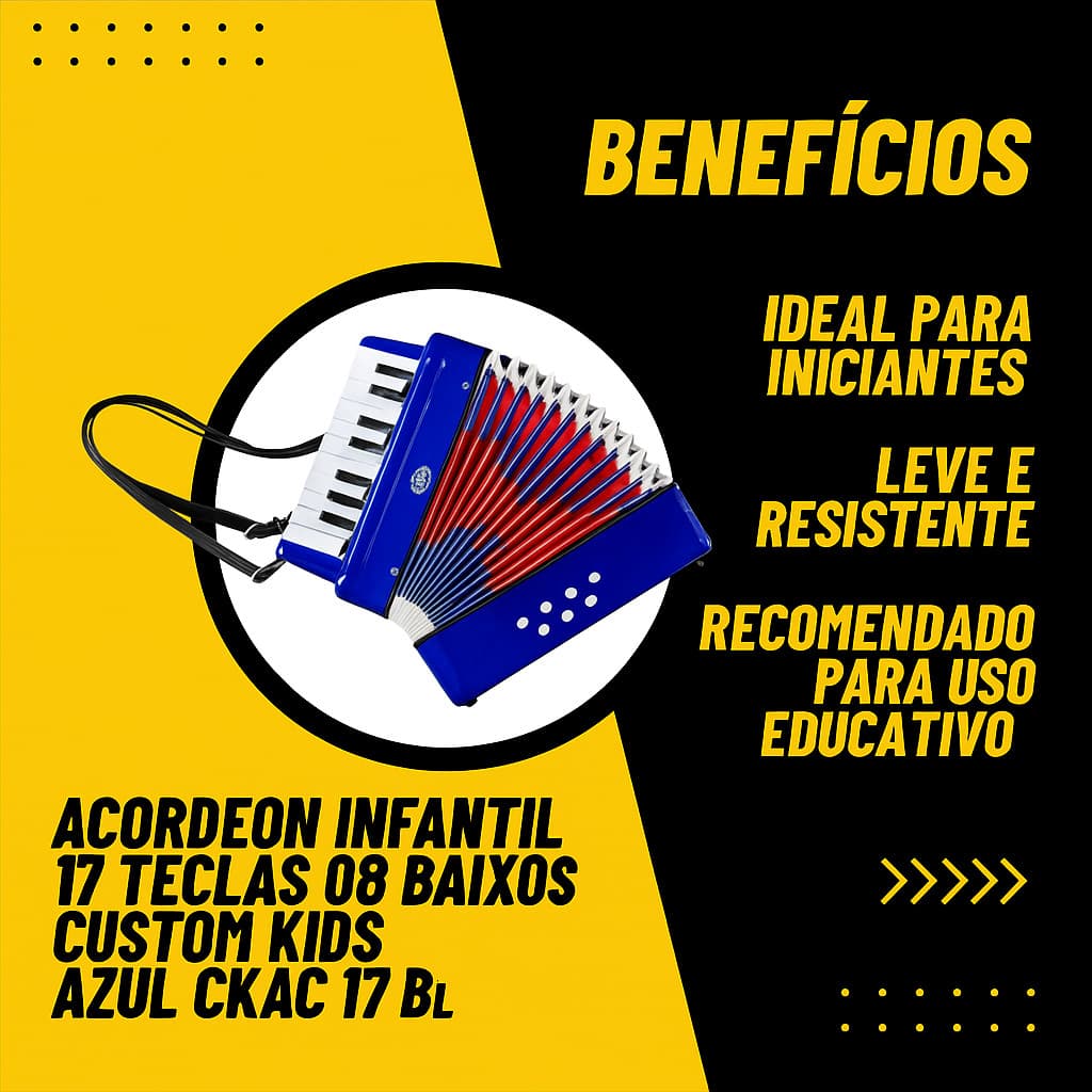 Acordeon Infantil 17 Teclas 08 Baixos Custom Kids Ckac 17