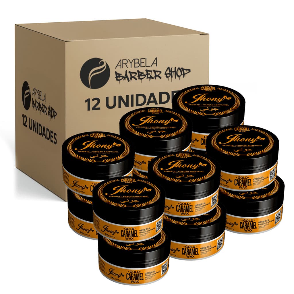 PACK 12 UN - CERA MODELADORA GOLD CARAMEL WAX FIXAÇÃO ADAPTÁVEL 150G - JHONY BARBER