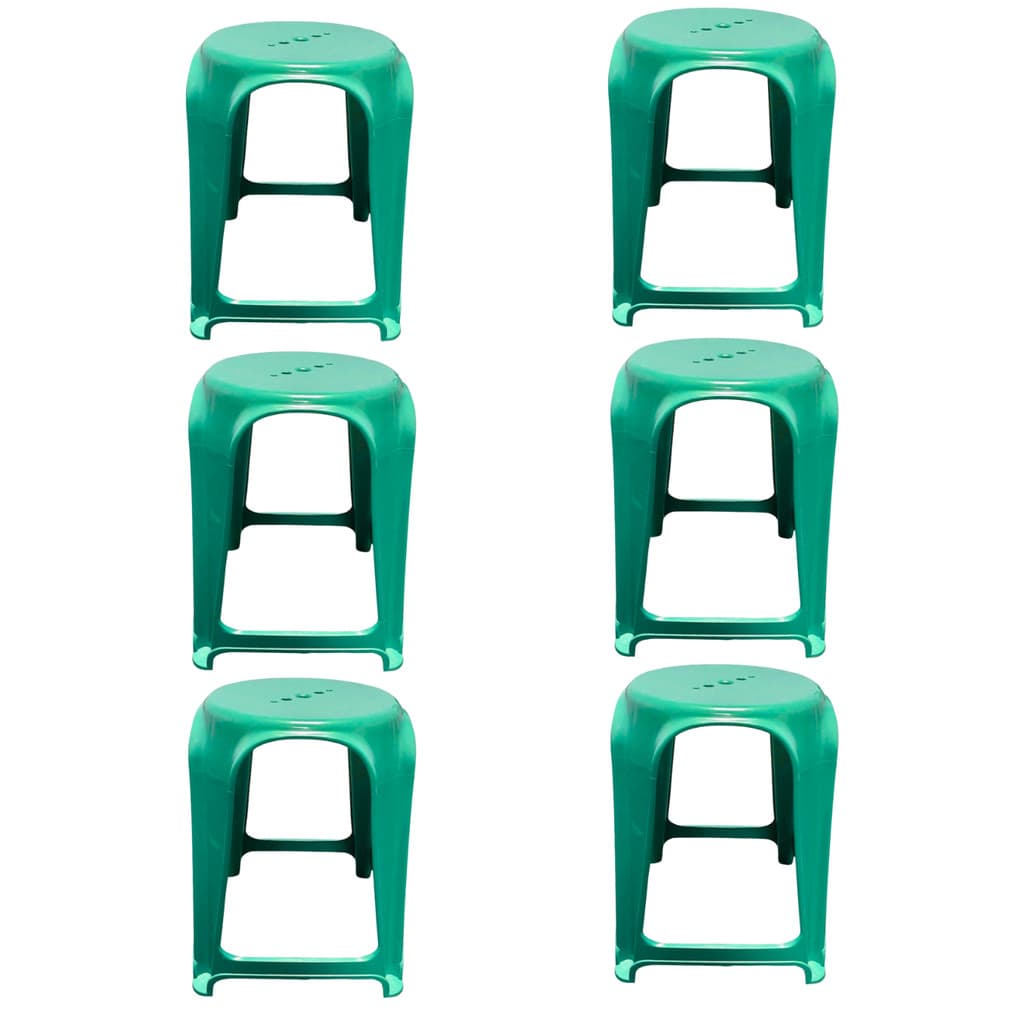 Kit 6 Bancos Verde Resistente Suporta Até 120kg Jardim Casa Bar - Unishop