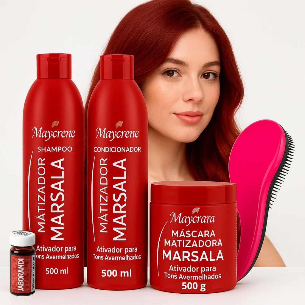 Kit Marsala Matizador Para Tons Vermelhos Recuperação dos Fios e Brilho A Pronta Entrega