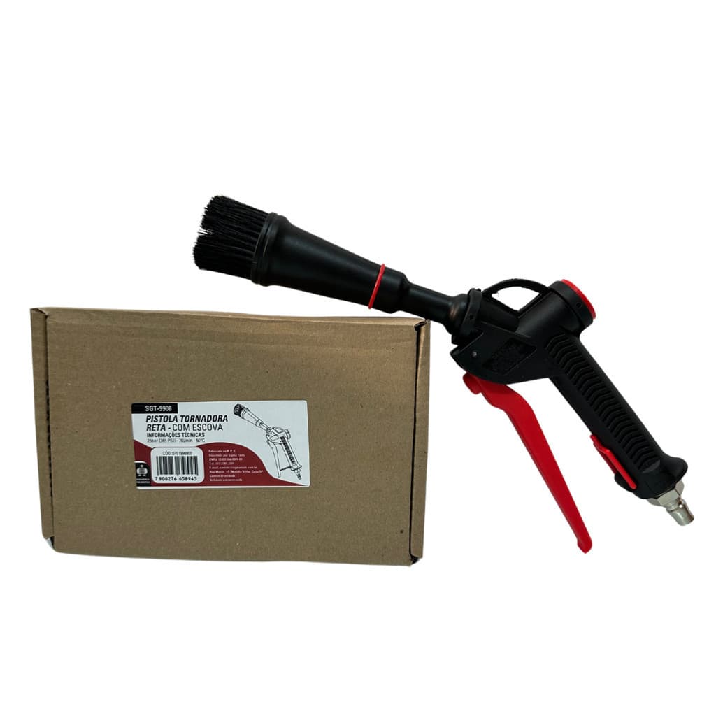 PISTOLA TORNADORA RETA COM ESCOVA LIMPEZA AUTOMOTIVA TORNADOR DETAILER SGT 9908