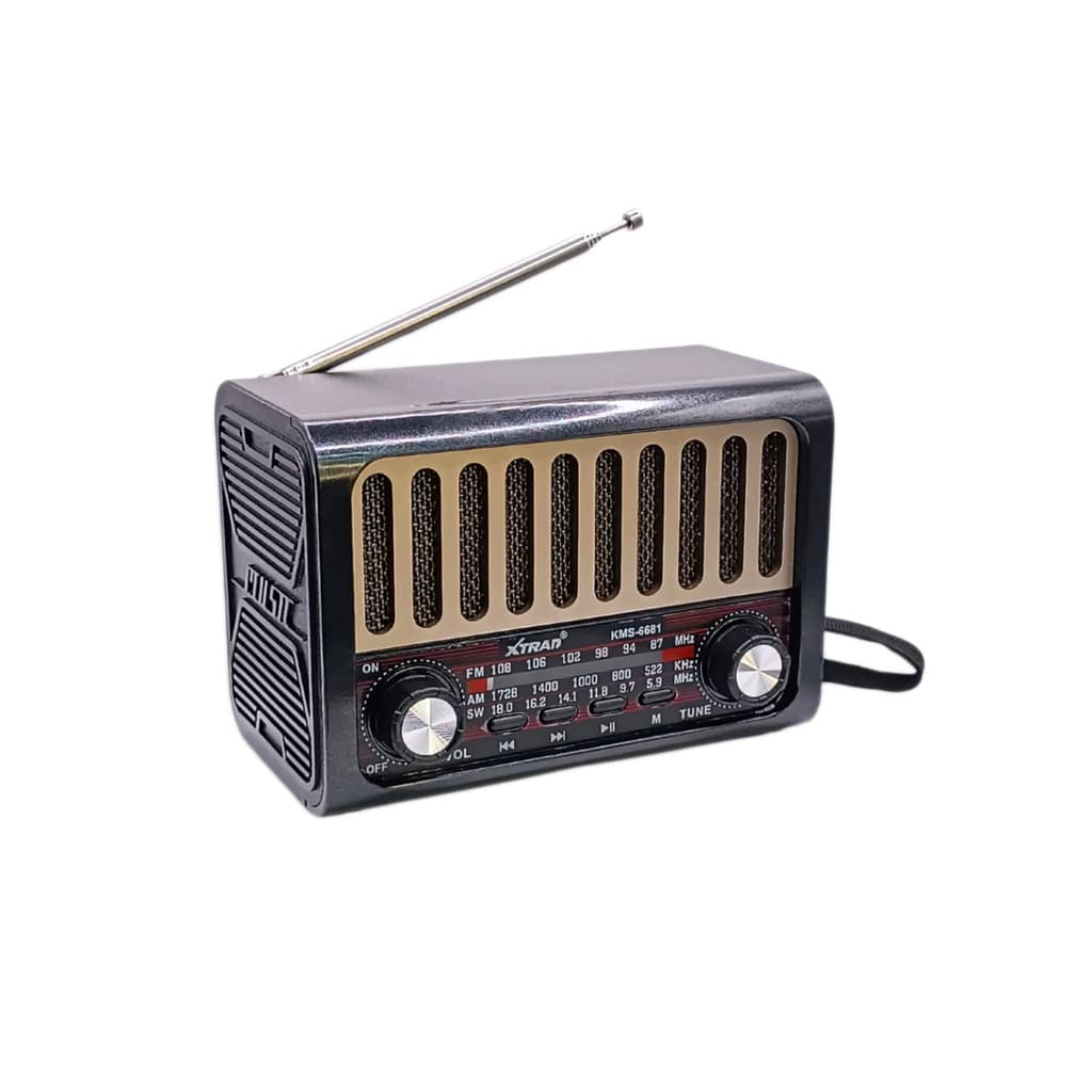 Rádio Retrô Portátil Recarregável Bluetooth FM/AM/SW USB TF