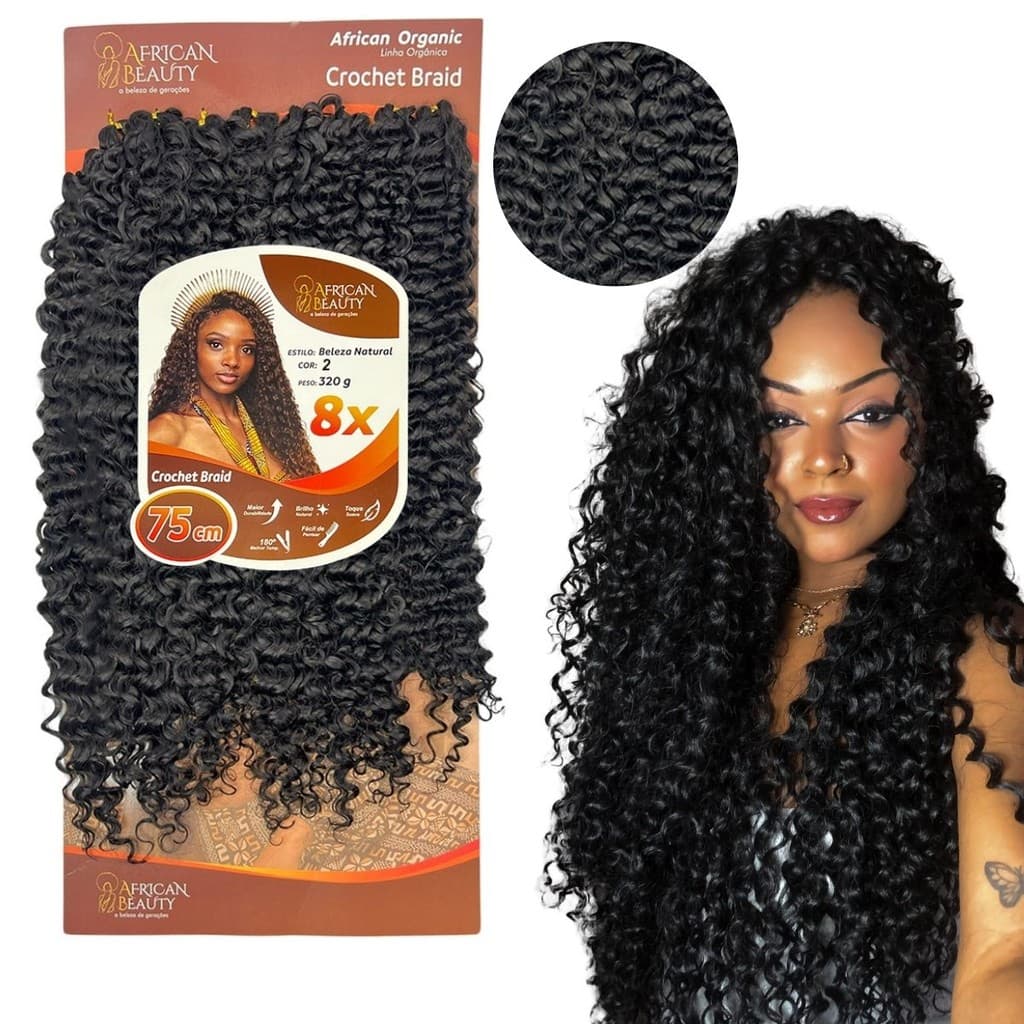 Cabelo Crochet Braids Fibra Orgânica Cacheada African Beauty 75 cm Beleza Natural