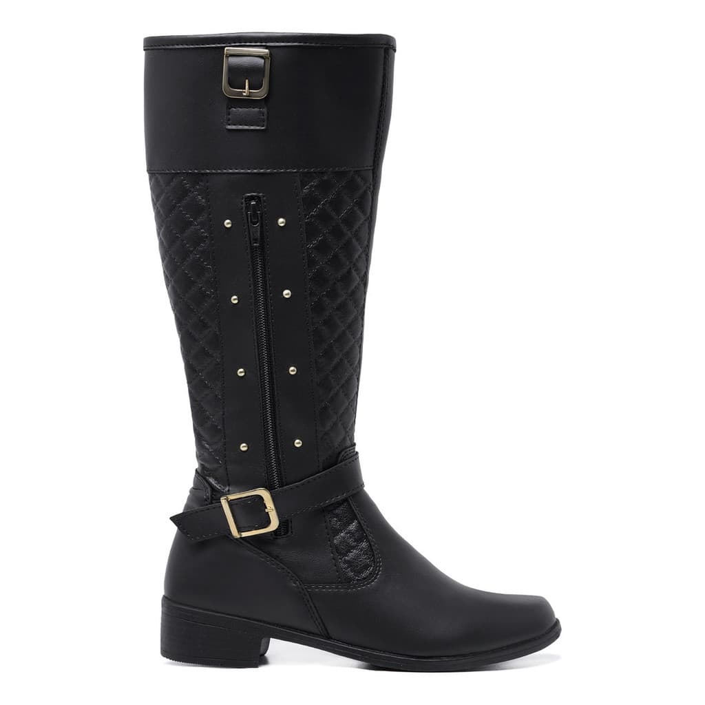 Bota Feminina Montaria Cano Alto Longo Over Ziper 11079