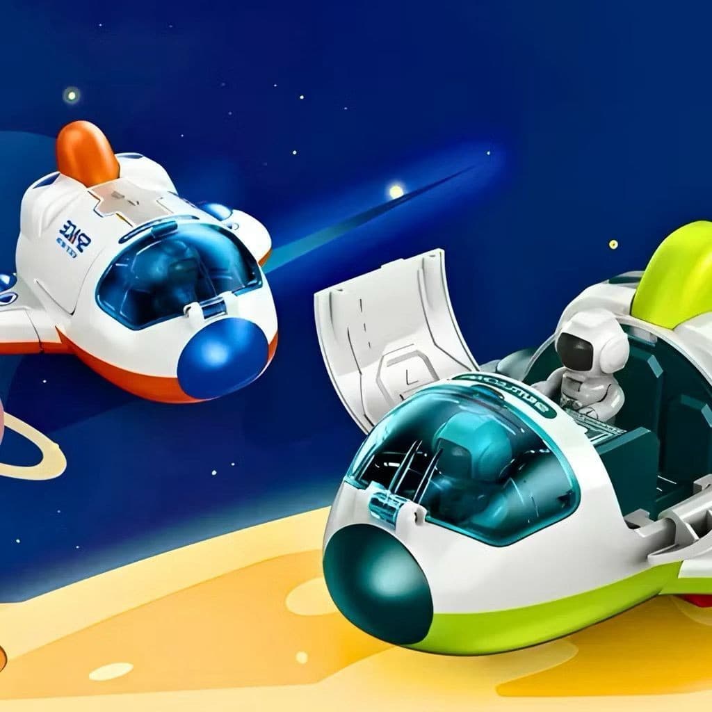 brinquedo aeronaves space station espacial foguete com bonequinho de fricção