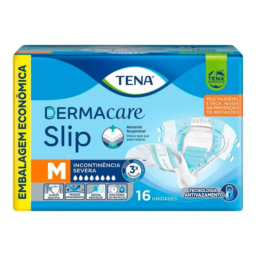 Fralda Geriátrica Tena Slip M 16un – Dermacare p/ Incontinência Severa | Envio Imediato