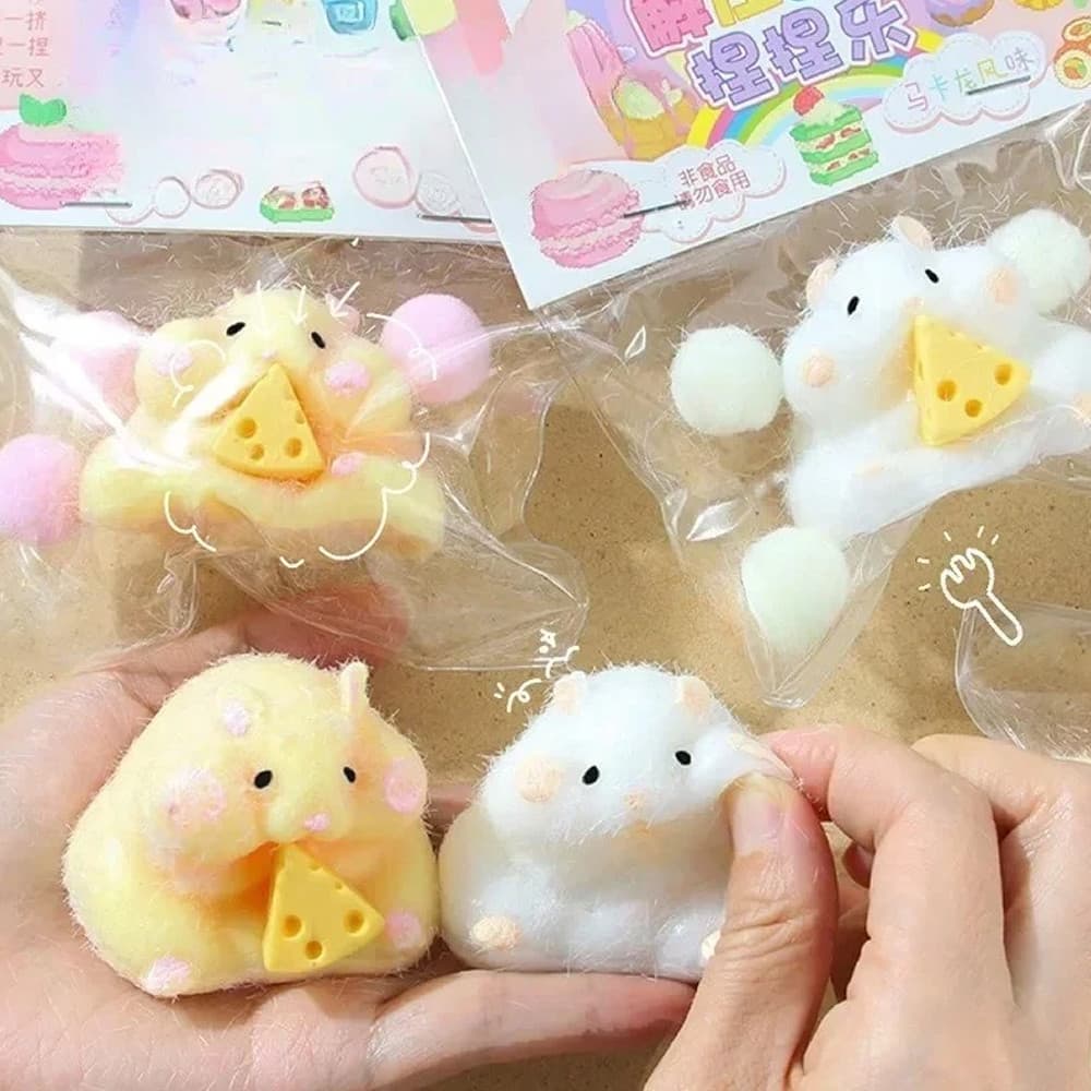 Taba Squishy Ratinho Hamster Brinquedo Sensorial Fidget Toy Silicone