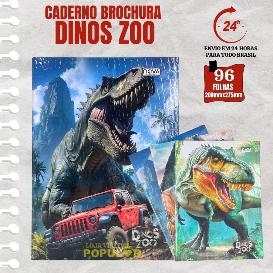 Caderno Universitário Brochura Capa Dura Raptor 20 x 28 cm 96 Folhas - Nova Caderno
