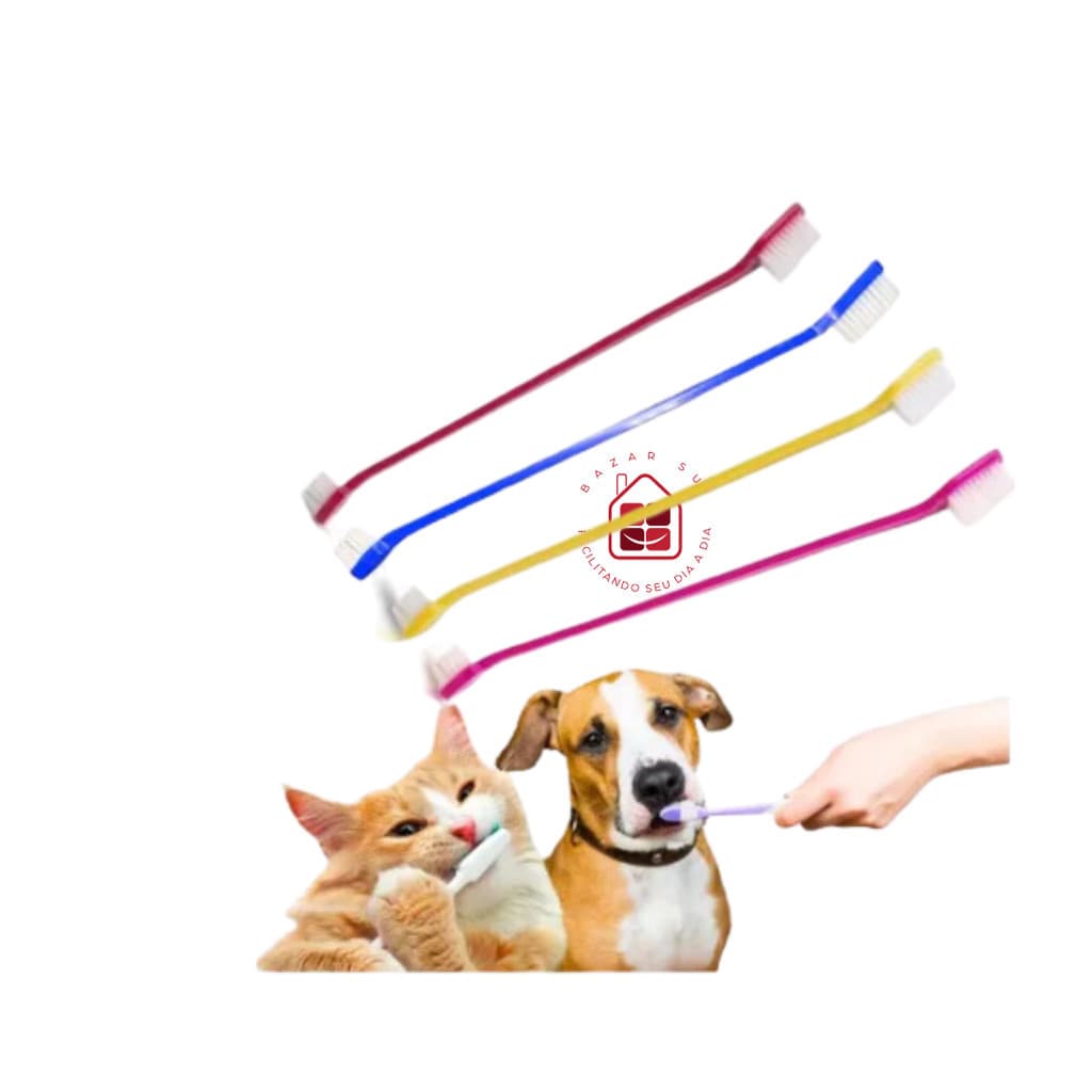 Kit 2 Escova De Dente Dupla Animais de Estimação Pet Higiene Sortidas - Mimo Pets