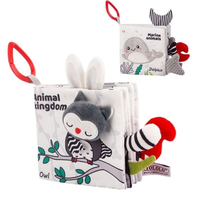Livro de pano de bebê preto branco/livro sensorial do bebê/brinquedos iniciais 0 12 meses UZ2A