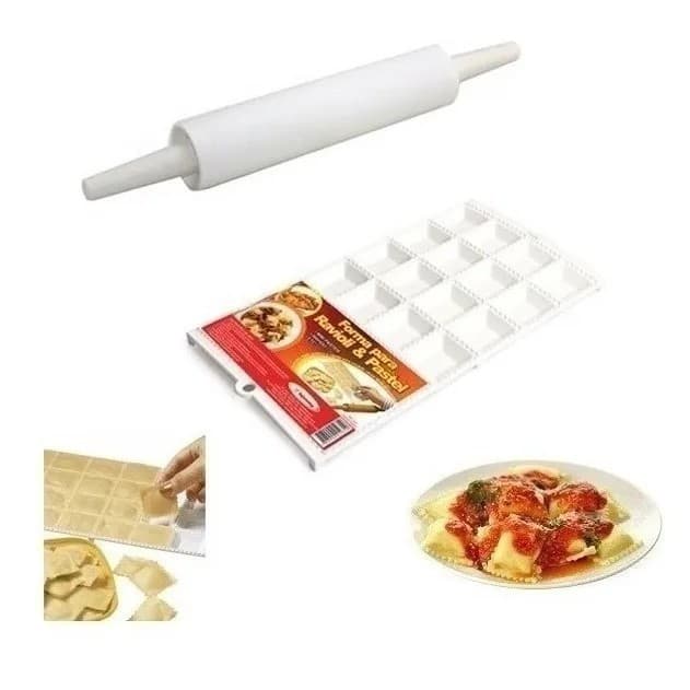 Kit Conjunto 1 Forma Para Mini Pastéis E Mini Ravióli 24 Cavidades   Rolo massa envio imediato