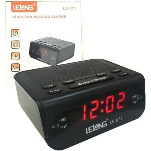 Rádio Relógio Digital De Mesa Lelong Le-671 Despertador