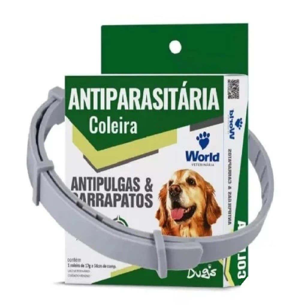 Coleira World Veterinária Dug's 17g Antipulgas para Cães - 56cm
