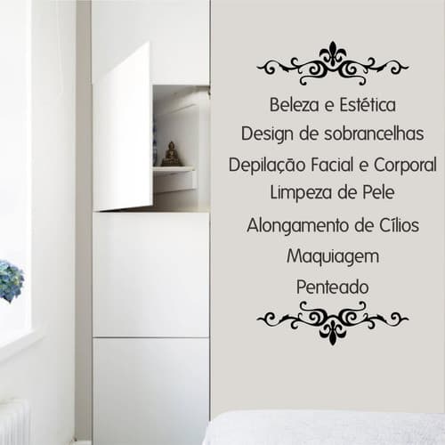 Papel de Parede Adesivo Frase Salão de Beleza Maquiagem Depilação | Decoração Estética