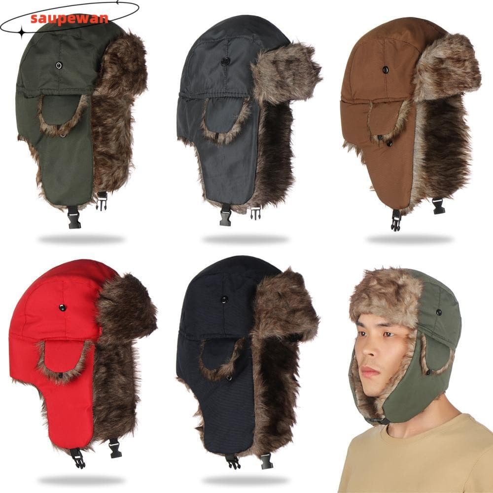 SAUPEWAN Ushanka Russo Homem Mulher Chapéu De Pele De Esqui
