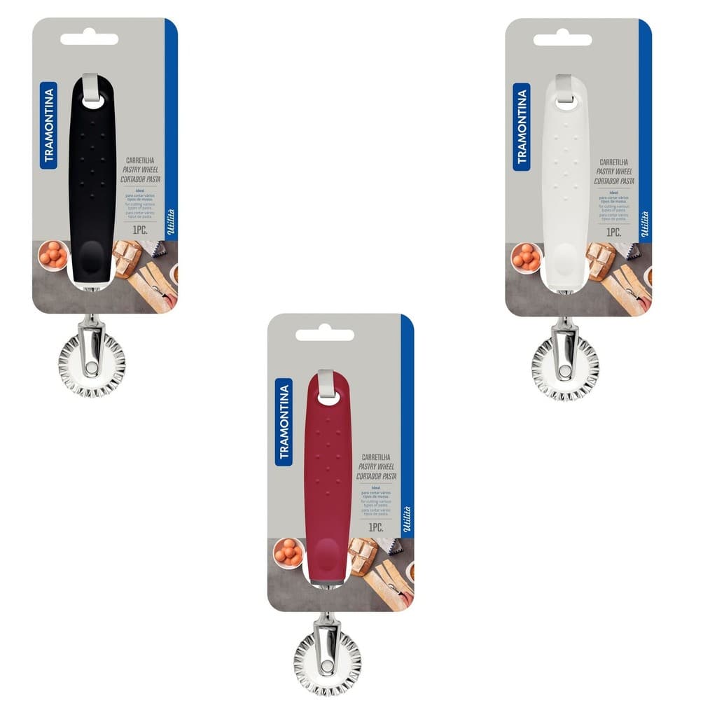 Kit 4 Carretilhas Corta e Fecha Massa Pastel e Salgados Tramontina Inox Resistente Profissional Uso Cozinha  confeitaria
