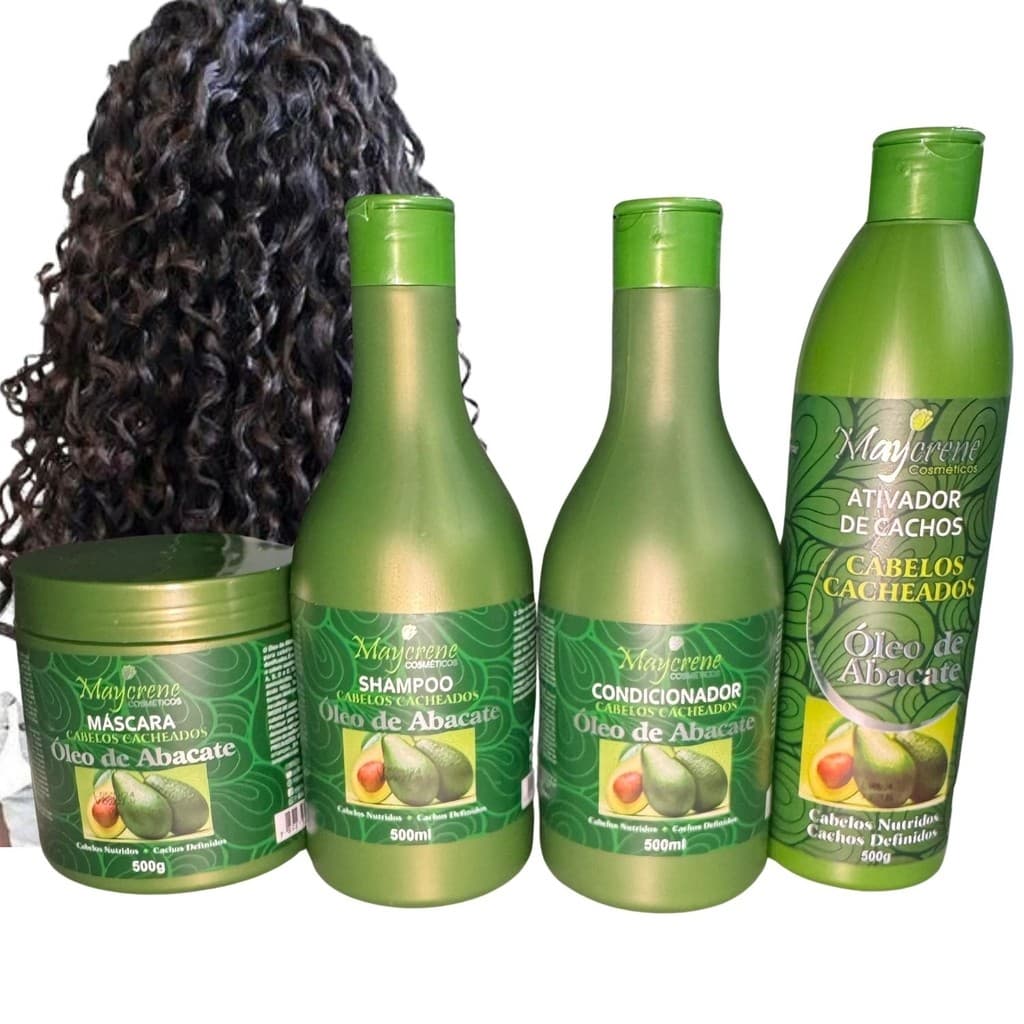 Kit Para Cabelo Cacheado  Óleo De Abacate Nutrição Capilar Completa