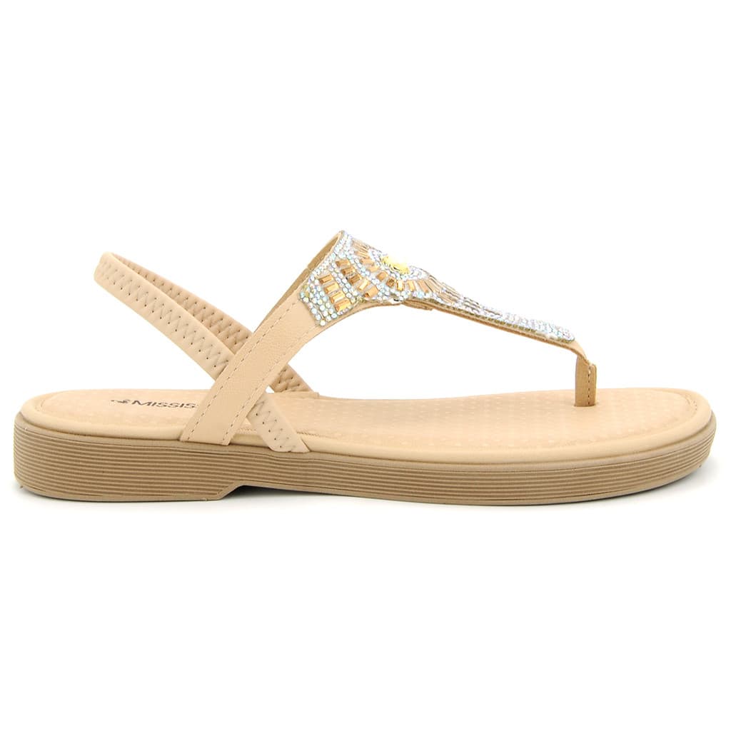 Sandalia Mississipi Feminino MB611 Pedraria Baixo Dedo Elastico