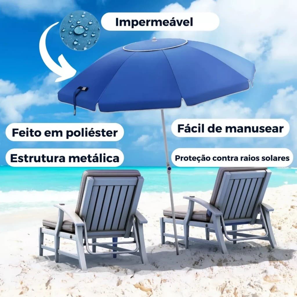 Guarda Sol Gigante Azul 2m Ombrelone , Praia, Sitio, Camping, Festas , Eventos.