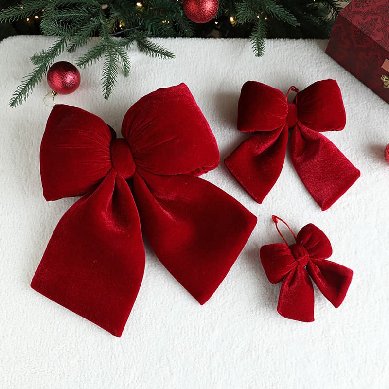 Laço De Natal Premium-Veludo Borgonha-Decoração Suspensa De Árvore/Casamento/Festa
