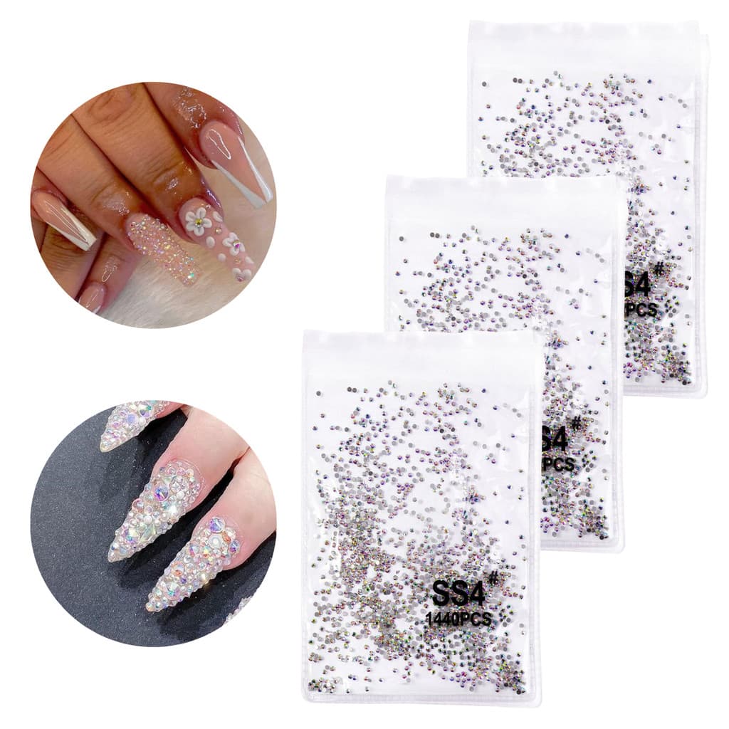Pacote 4320 Strass Decoração Unhas Transparente Colorido Encapsular Nail Art