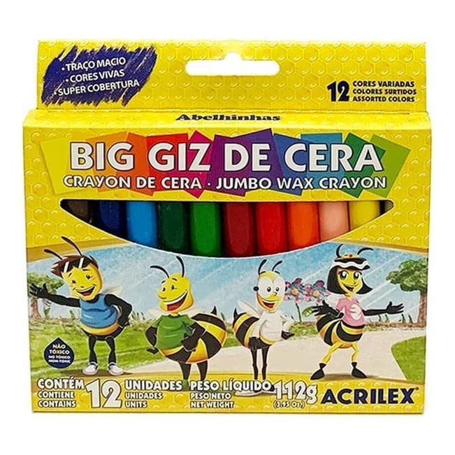 Big Giz de Cera Jumbo 12 cores Acrilex 112gr