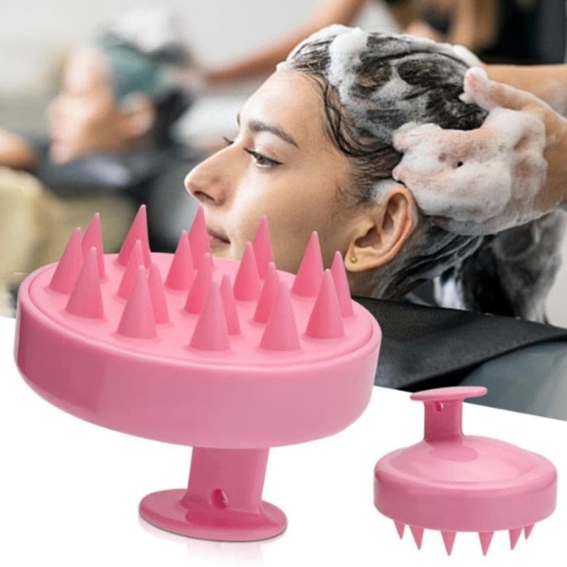 Escova Massageadora Capilar Lavar Cabelo, Cabo Plástico e Dente de Silicone Cores Sortidas