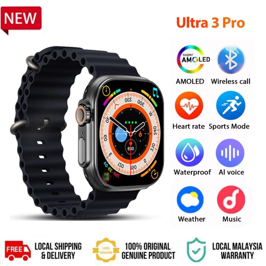 Relógio Smartwatch Ultra 3 PRO Serie 10 Amoled Chat GPT 49mm Ilha Dinamica GPS Microwear Original