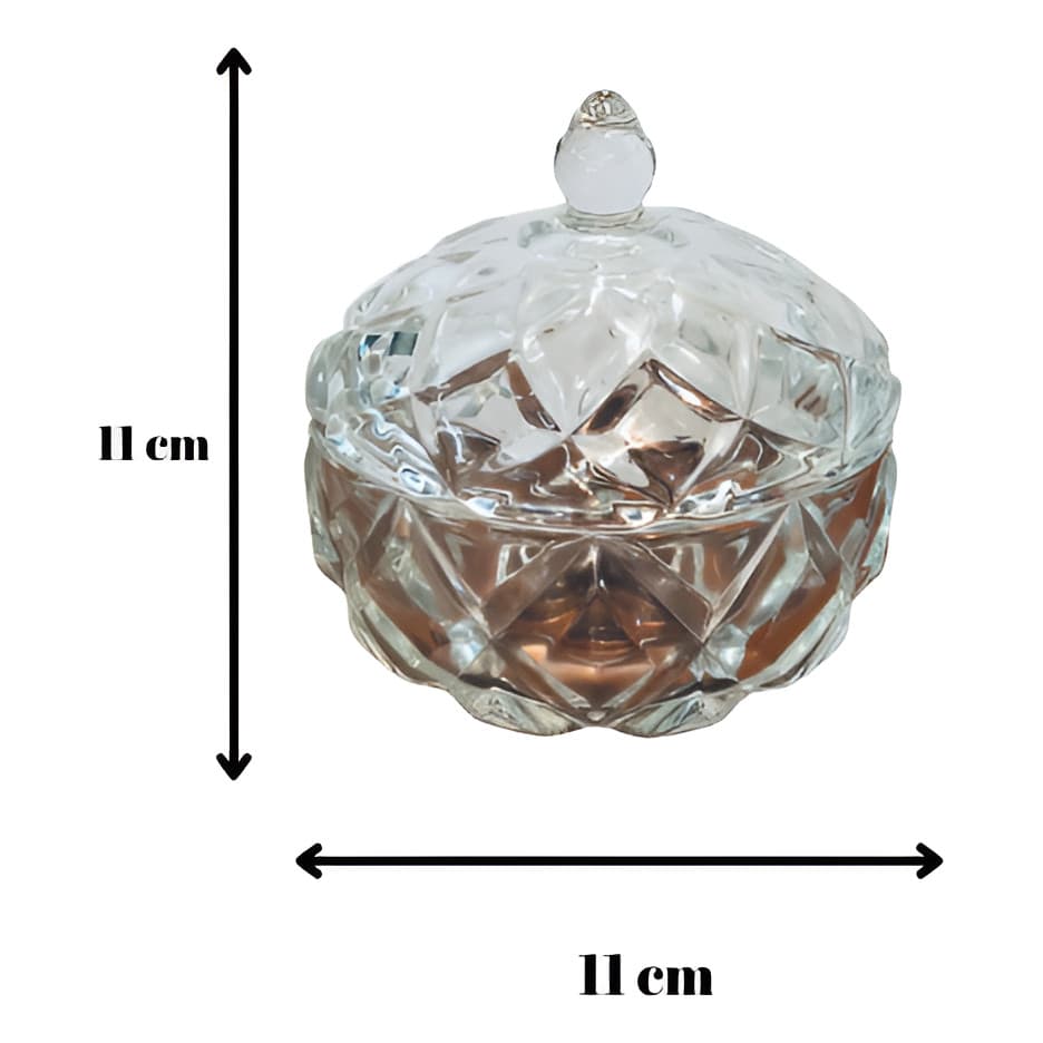 Baleiro Bomboniere Diamond De Cristal Redondo 11cm X 11cm(Transparente)