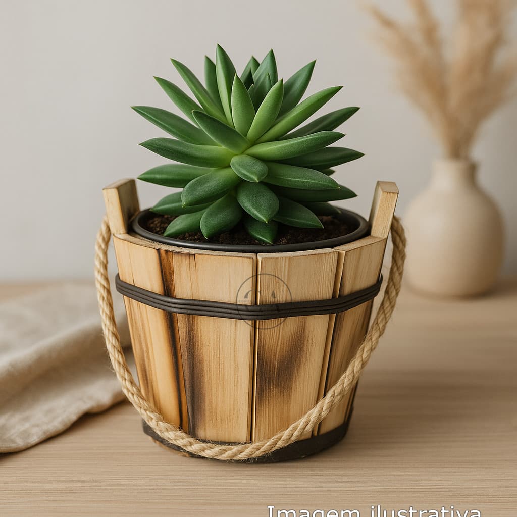 Kit 10x Balde Madeira Rustico Decorativo Vaso Cachepot Artesanal 14x17,5cm Centro de mesa