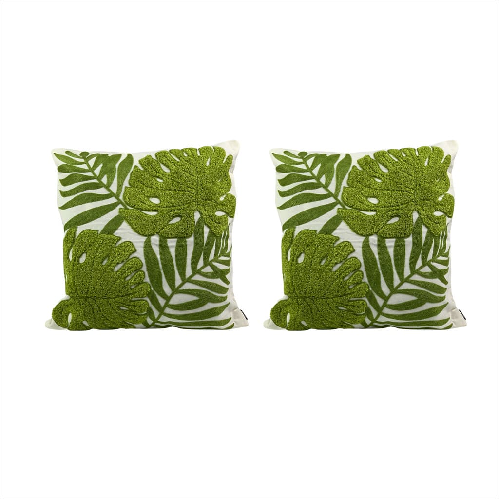 Kit 2 Capas Almofadas Decorativas Sala Estar Zíper 100% Poliéster 43X43CM Bordada Costela de Adão