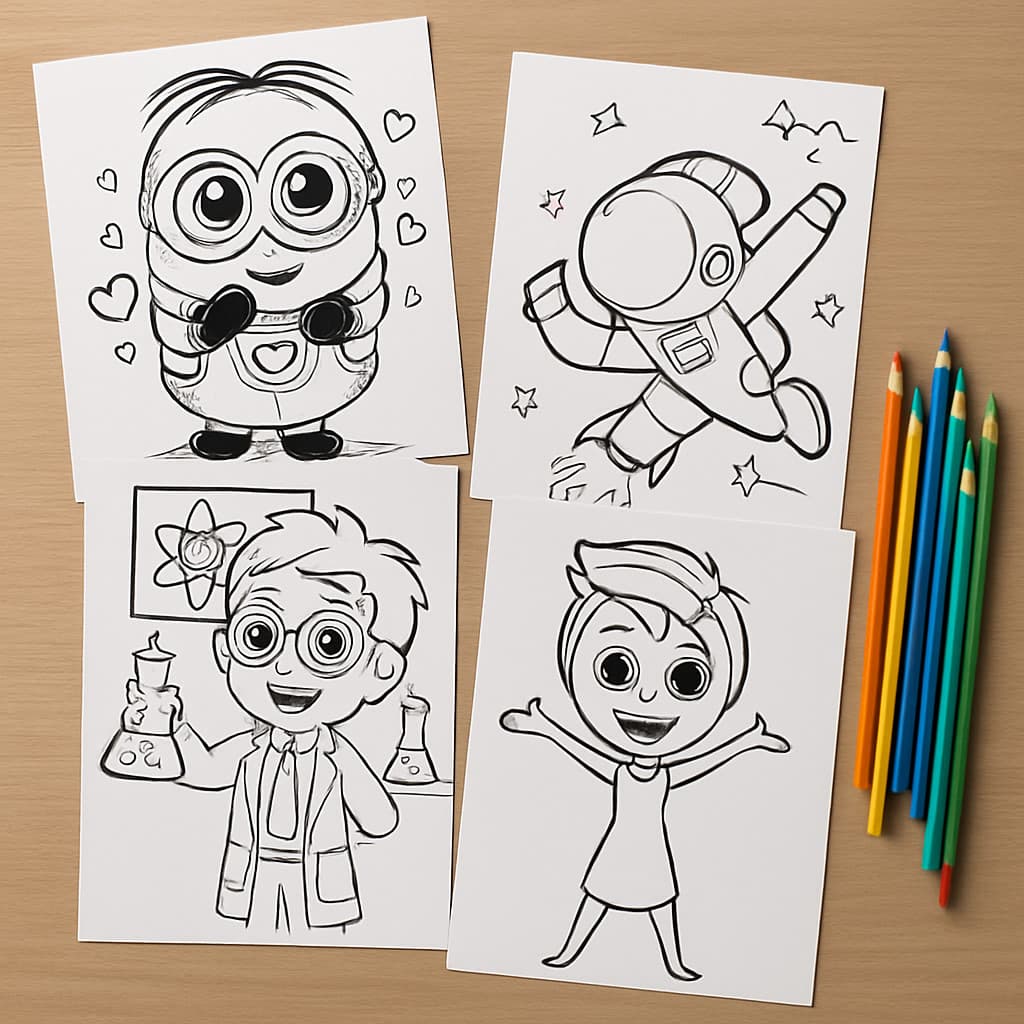 100/200/300 Desenhos Para Colorir Aleatórios (Misto) - 2 Por Folha - Envio Rápido