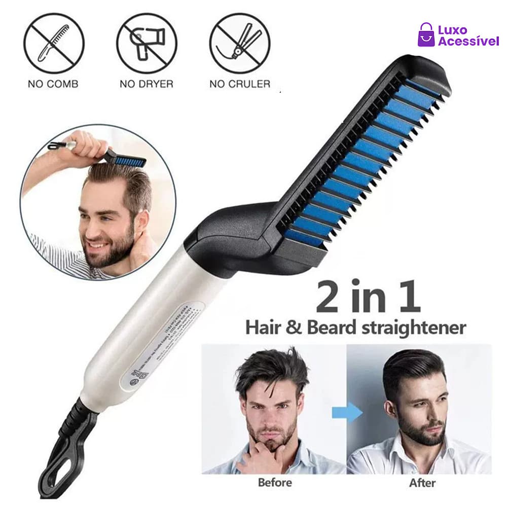 Chapinha modelador Pente Portatil para cabelo e barba masculino Pente Eletrico Escova Alisadora