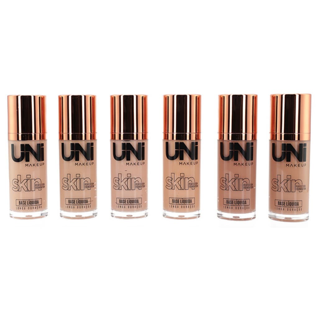 Base Líquida Toque Seco Pele Rosto Cobertura longa duração Skin Perfection Foundation Unimakeup