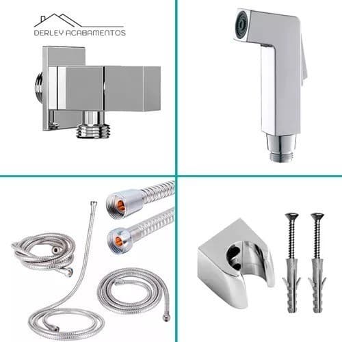 Ducha Higiênica Intima Paradise Luxo Quadrada Inox Acabamento Brilhante Cor Prateado Cromo