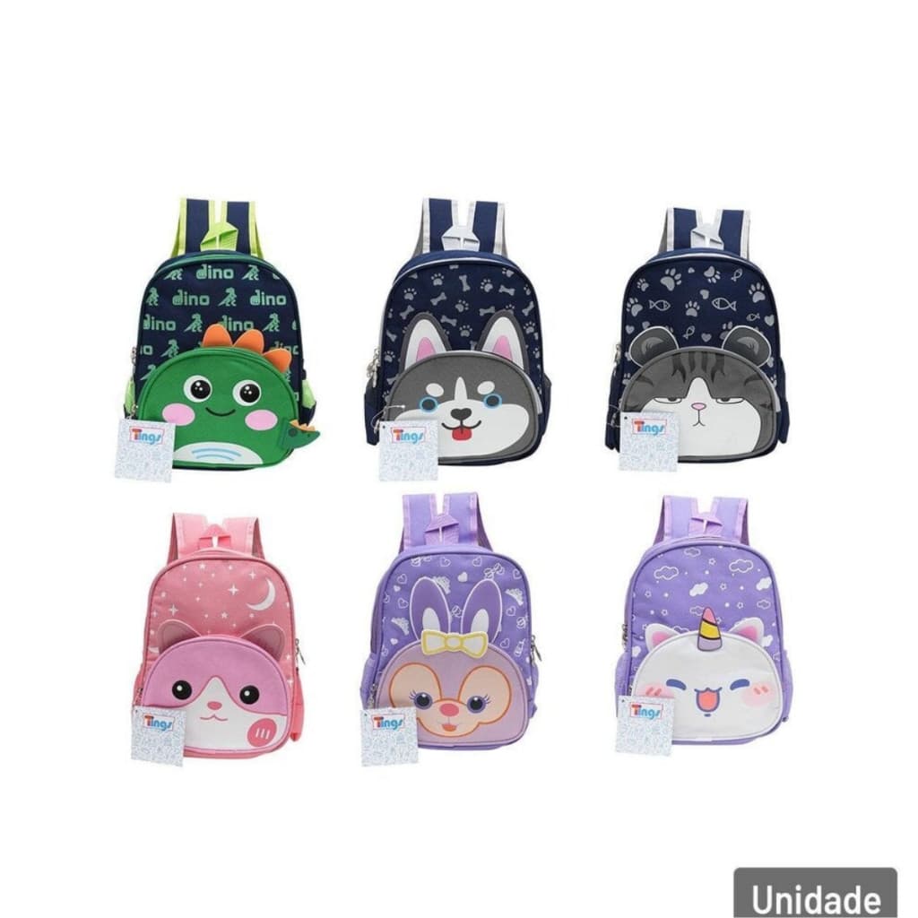 Mochila Infantil 12" 30cm Animais Sortidos Volta as aulas