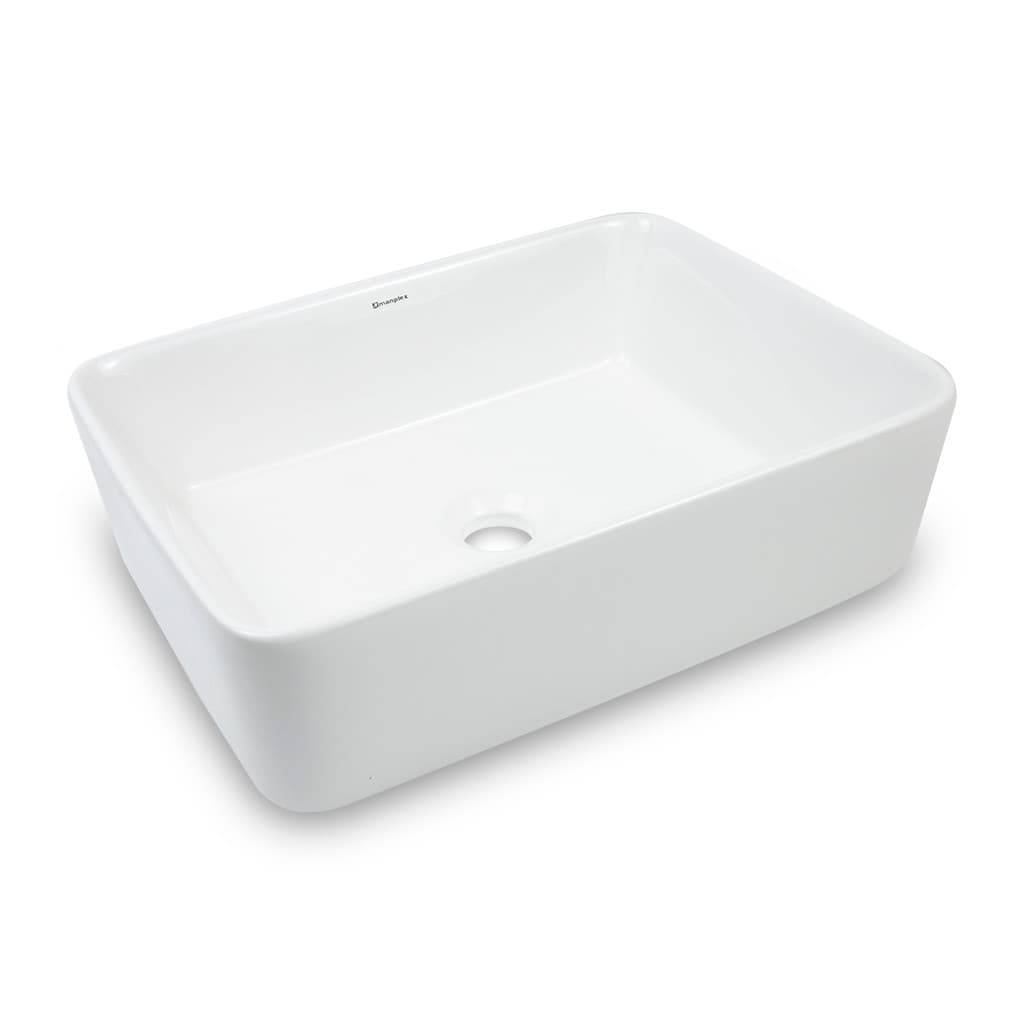Cuba Apoio Banheiro Luxo Manplex 48cm Branco Brilho MP 0507 Lavabo Lavatório Pia Sobrepor Retangular