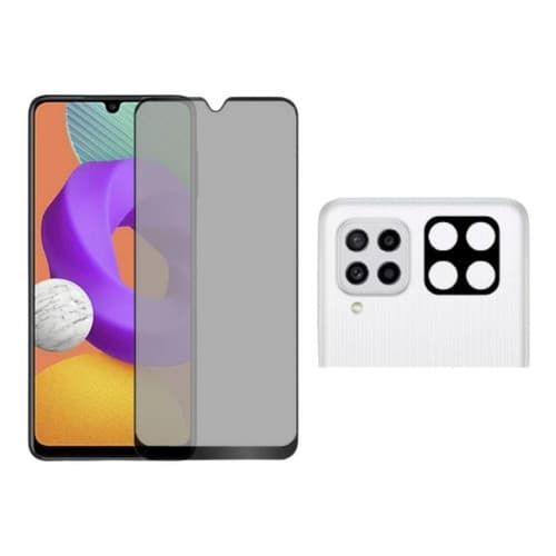Película Vidro Privacidade + Película Câmera Vidro Preta P/ Galaxy M22 4g