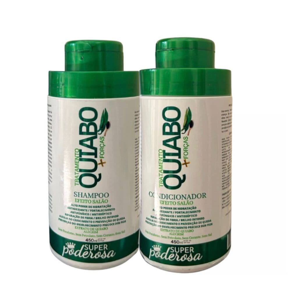 Kit Tratamento Shampoo + Condicionador Extrato de Quiabo e Alecrin 450ml.
