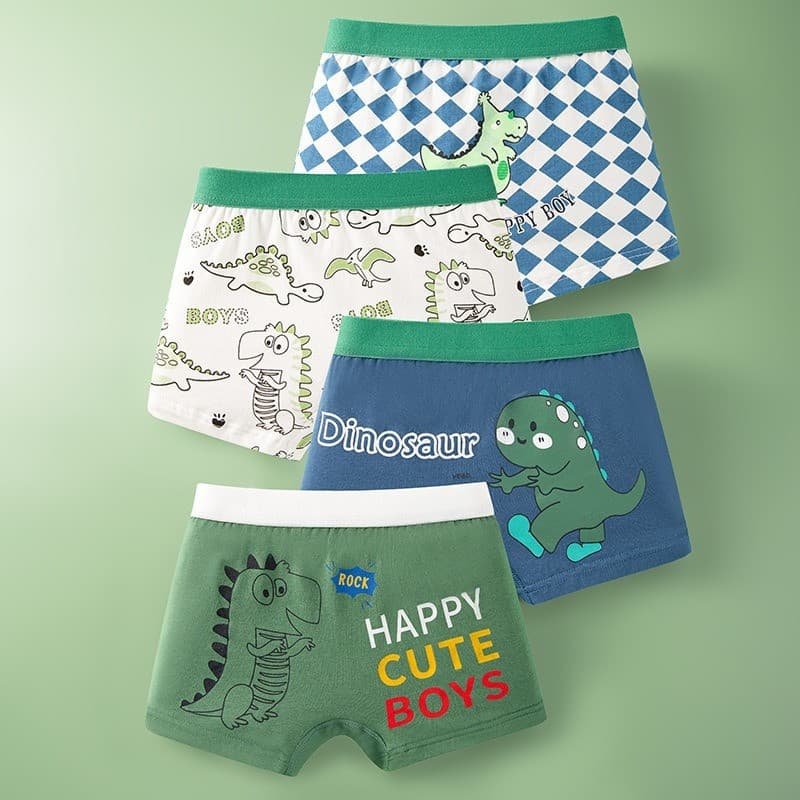 4-pack/3-14 Anos Cuecas Boxer de Algodão para Crianças, Shorts Confortáveis e Respiráveis