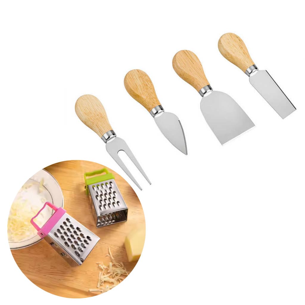 Kit Mini Ralador + Conjunto Cortador De Queijo