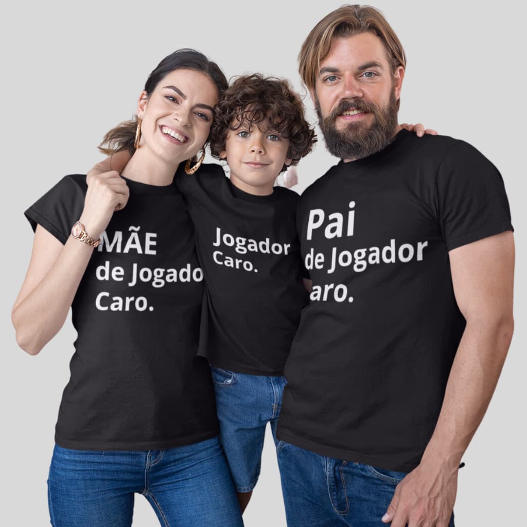 Camiseta Jogador Caro Pai Mãe Irmãos Monte seu Kit Familia Aniversarios  -Valor de 1 peça