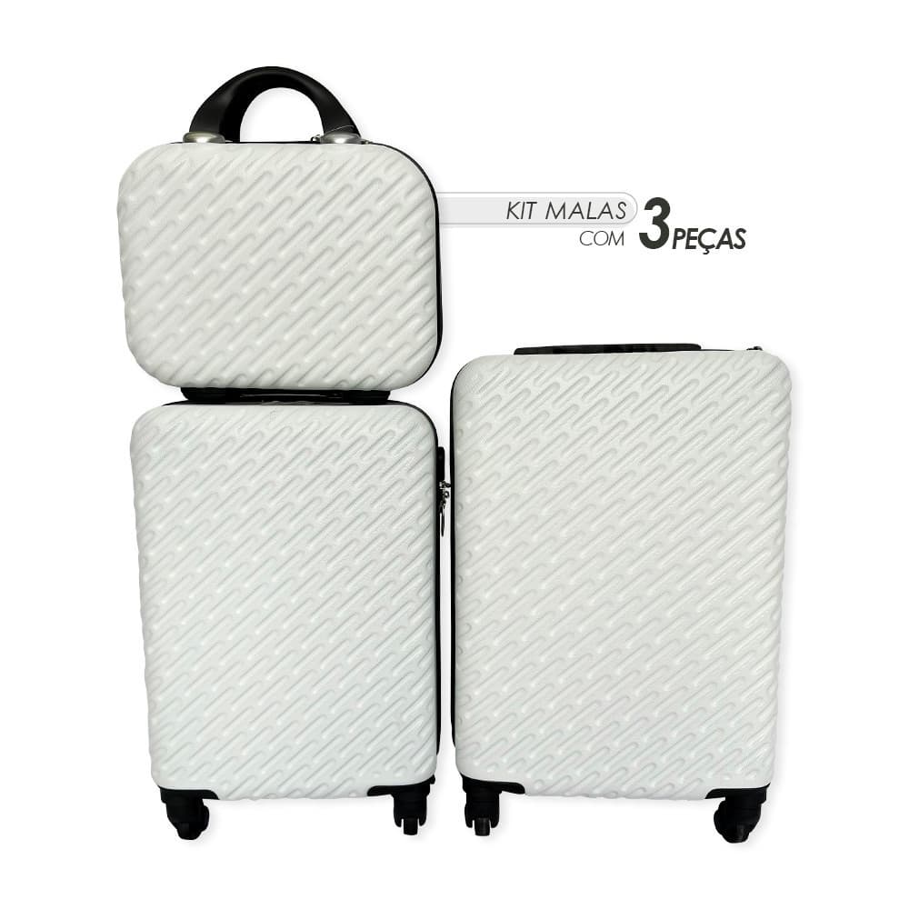 Kit Viagem Malas Branca 3 tamanhos com rodinhas e 1 mala de mão,  super completo. Com cadeados e puxadores.
