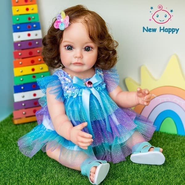 Boneca Reborn Realista Cabelo Fio a Fio Corpo de Silicone 48 Cent.