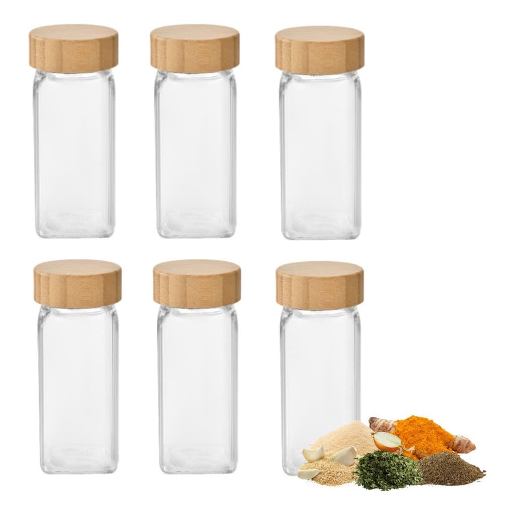 Kit 6 Potes Temperos Condimentos Vidro Tipo Leiteira Cozinha