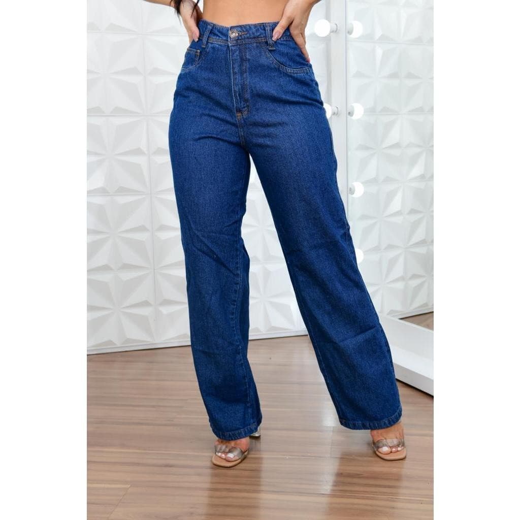 Janejeans 1301 1307 8000 Calca Jeans Pantalona Lisa Wide Leg Feminina com bolsa