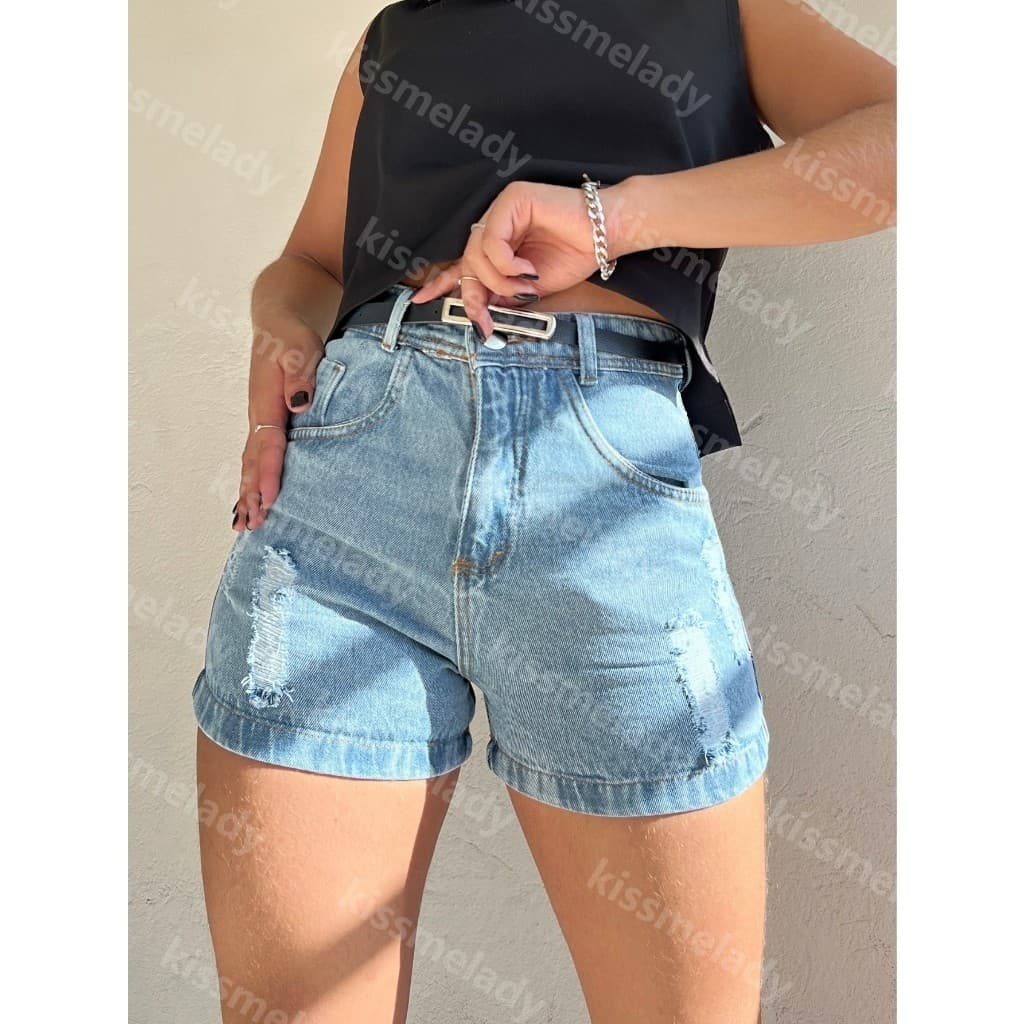 Janejeans 9049 com preto short jeans feminina com rascada Shorts jeans feminino com bolso lisa com rascada juvenil natural